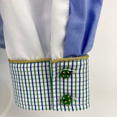 Bluse mit Volants blau grün langarm