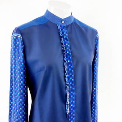 Elegante ausgefallene Bluse blau Designer